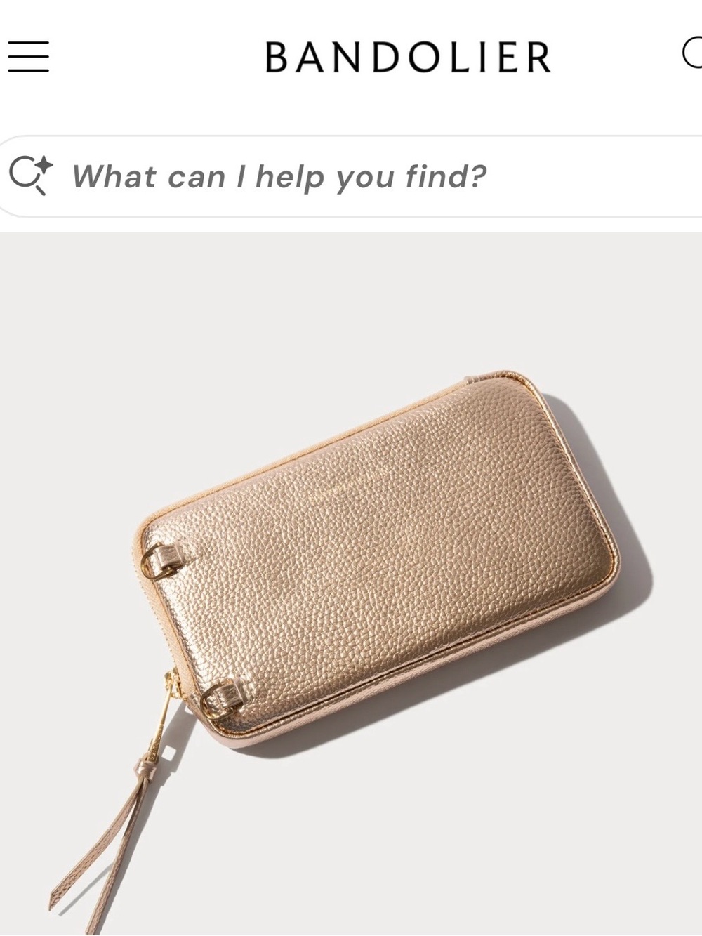 Bandolier Expanded Pouch Metallic Pebbled Phone Crossbody in Gold
